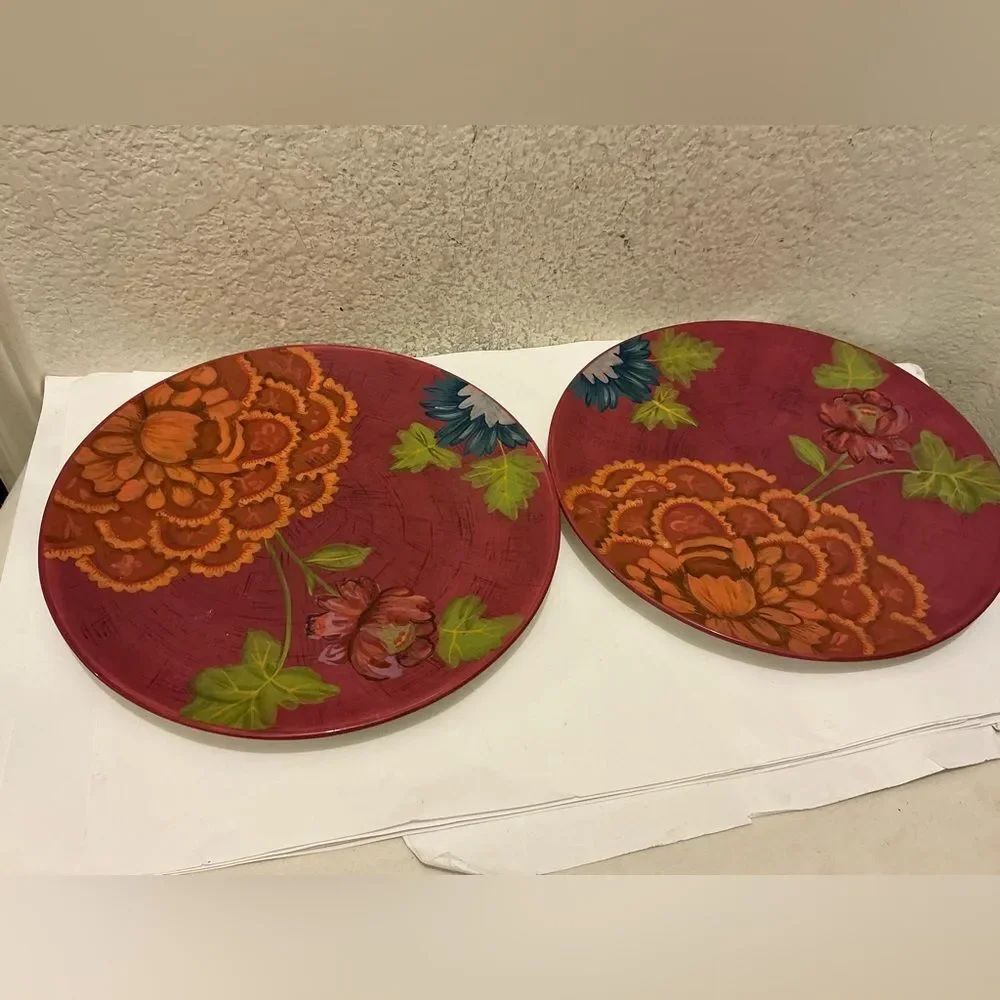 Tracy Porter Hand Painted Dinner Plate 11” The rhapsody Collection set of 2